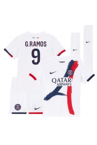 Paris Saint-Germain Goncalo Ramos #9 Jalkapallovaatteet Lasten Vieraspeliasu 2024-25 Lyhythihainen (+ Lyhyet housut)